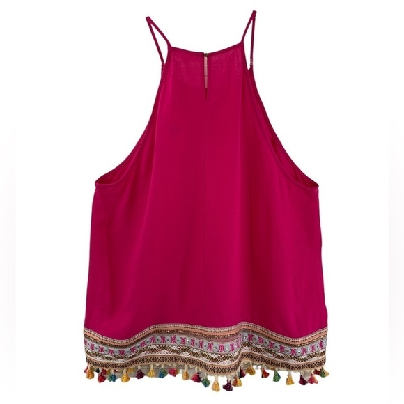 NWT Entro Giddy Up Glamour Hot Pink Fringe Boho Halter Top - Picture 3 of 13